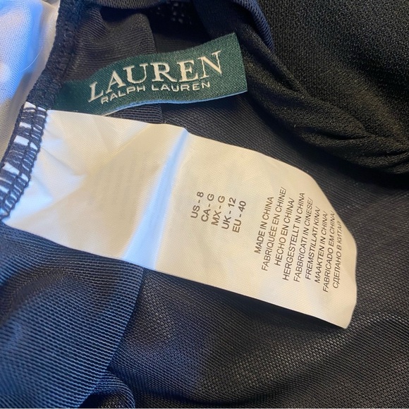 Ralph Lauren Black White Polka Dot Ruffle Tankini SLIMMING Top&black bottom-SZ-8 - Picture 12 of 12